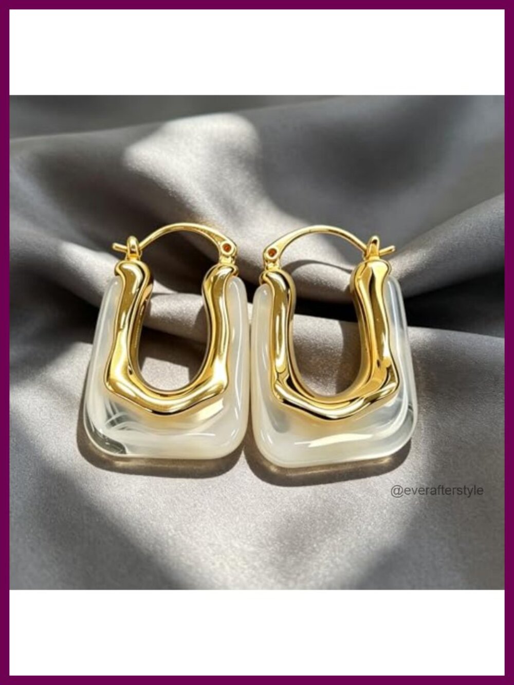 Acrylic Gold Plated Resin Hoop Earrings Dainty Chunky Huggie Lightweight - Picture 3 of 6
